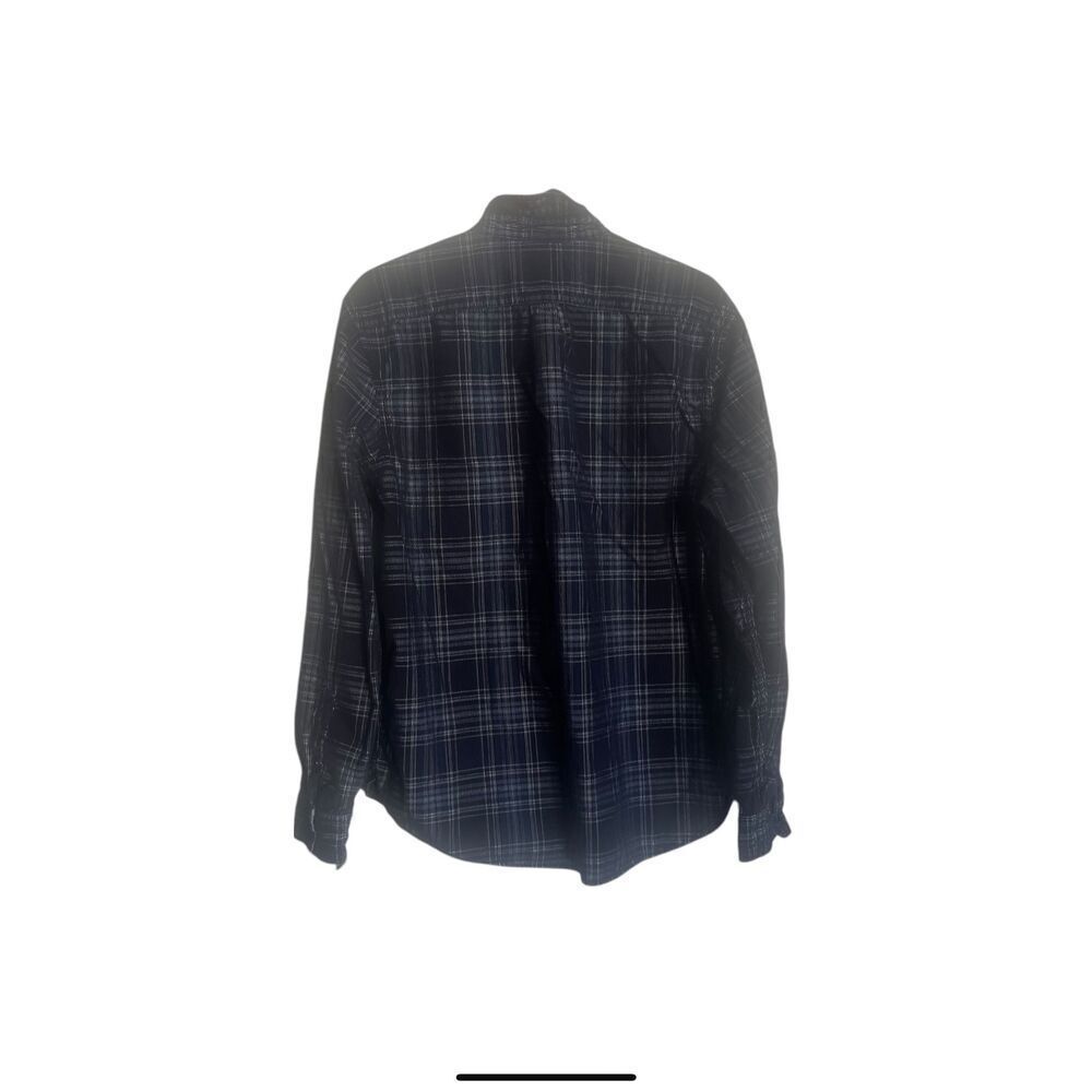 Copper & Oak Mens Navy Plaid Print Long Sleeve Button-Up Shirt Size Large
